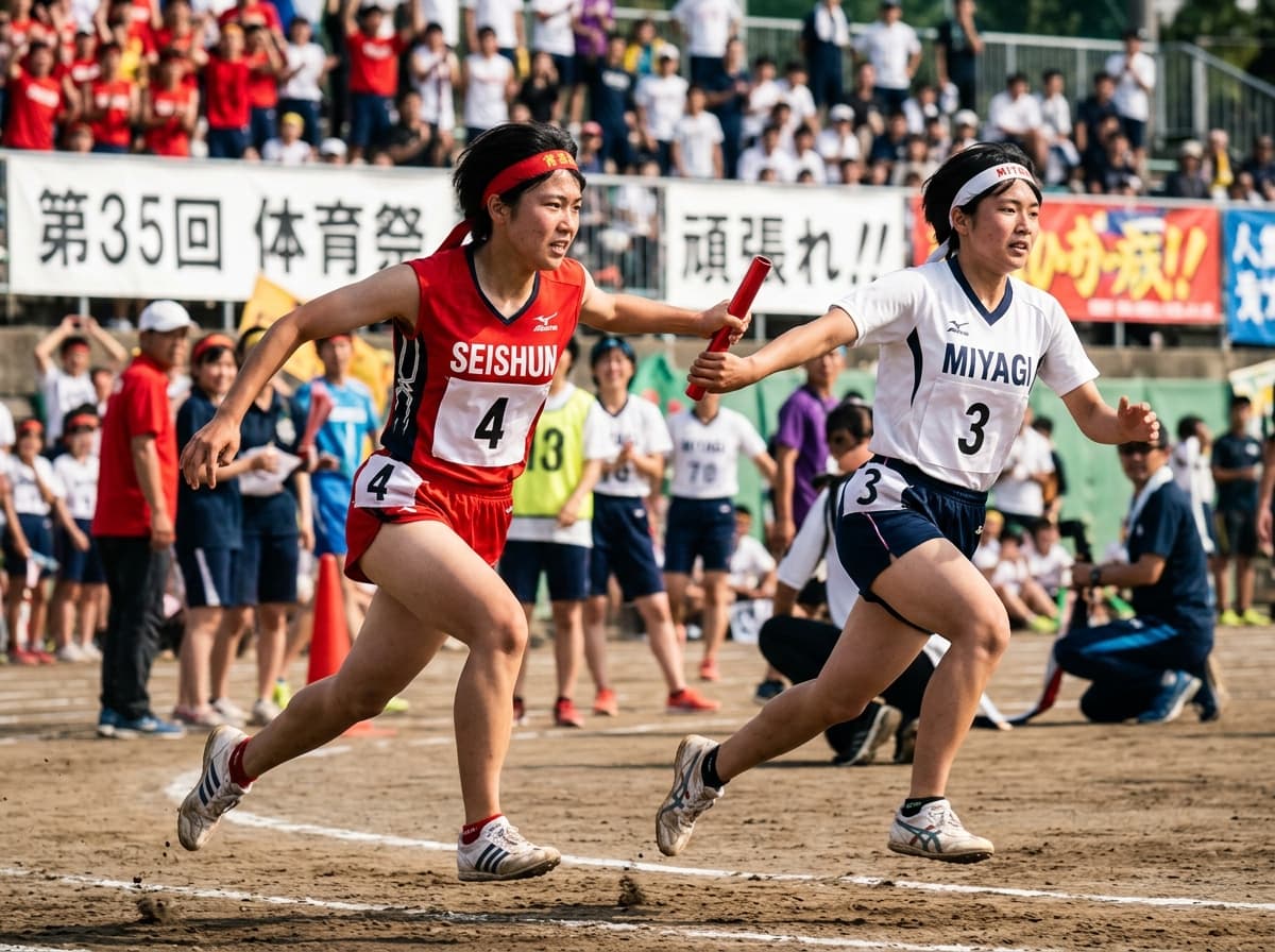 体育祭リレーの疾走風景
